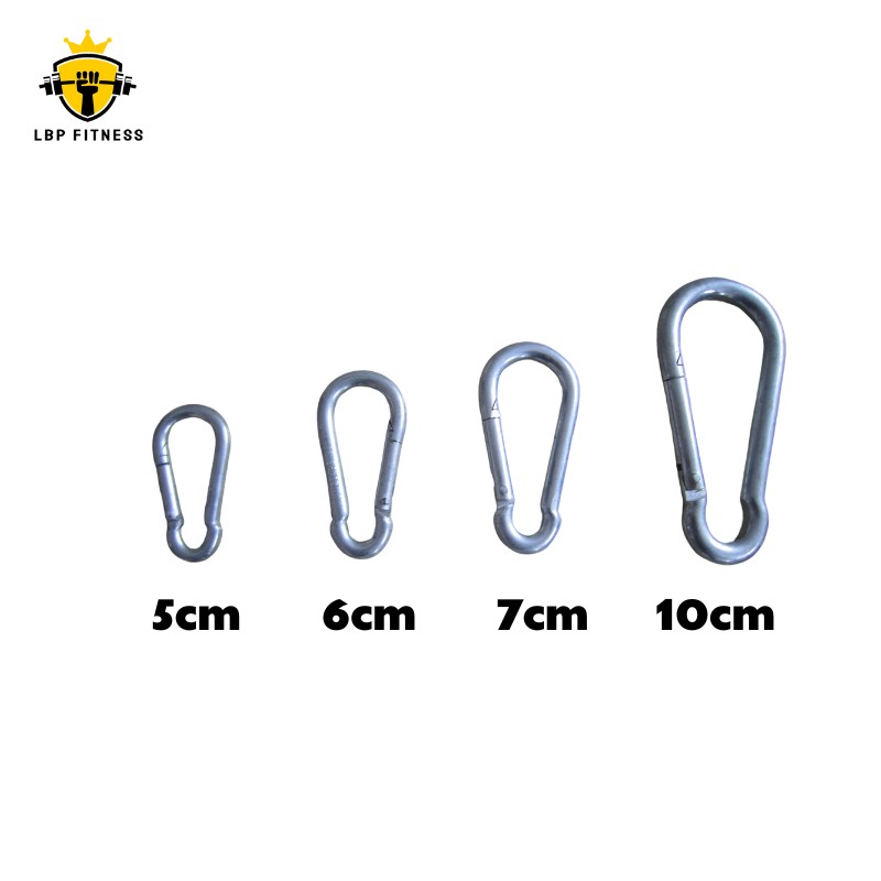 steel carabiners in different sizes