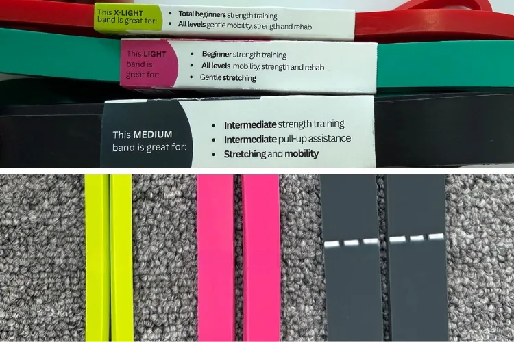 Five level custom power band range with controlled double sided print positioning